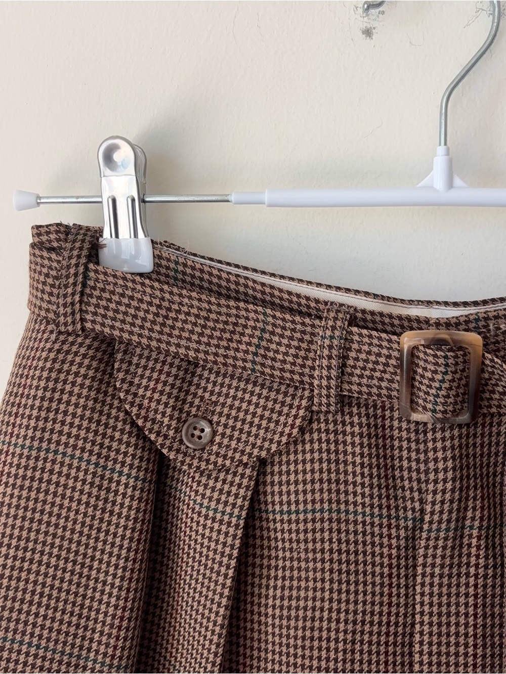 Vintage Ralph Lauren Blue Label 100% Wool Houndstooth Shorts Sz 10 Pleated MiUSA - Picture 7 of 16